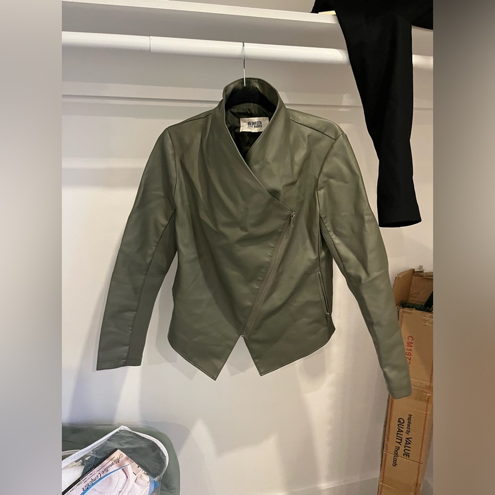 Steve Madden Khaki Green Faux Leather Jacket